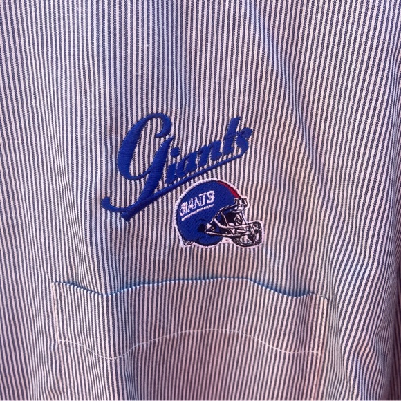 Vintage Lee Sport Womens XL New York Giants Striped Longsleeve Button Down Shirt - Picture 2 of 4